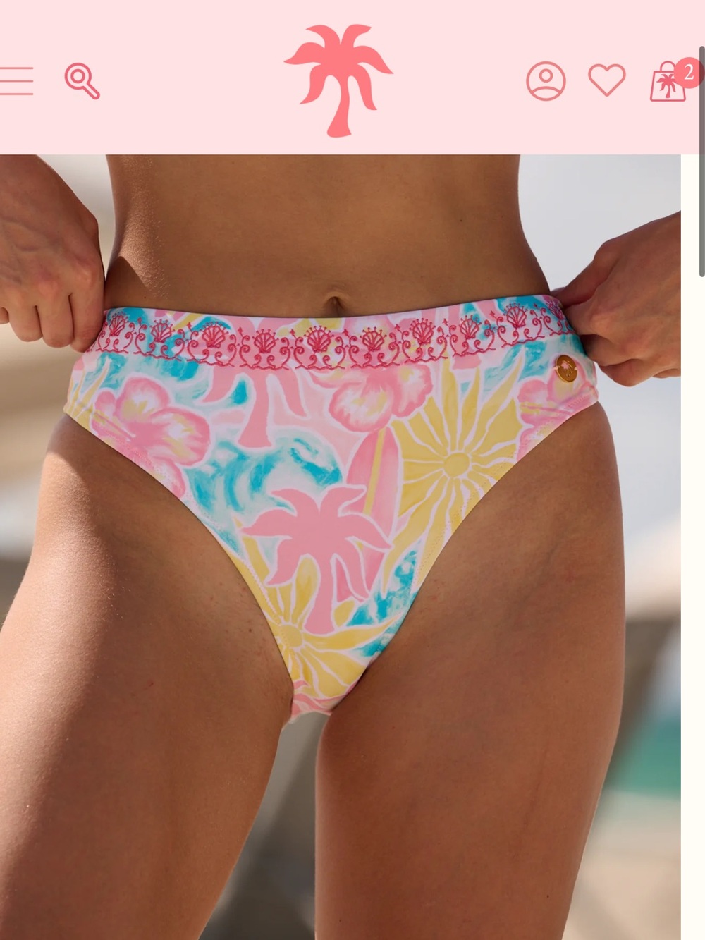 Pink Palm Puff Isla Bottom (Cheeky) in Sherbet Swirl XXS